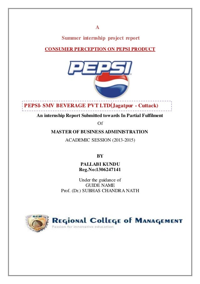 pepsico marketing project industrial visit report on pepsi